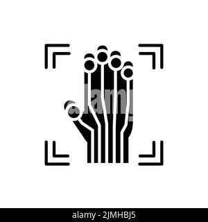 Palm Print Scan fornisce l'icona della linea a colori per l'accesso di sicurezza. ID e persona di verifica. Illustrazione Vettoriale