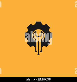 Un vettore di icona ingranaggio chiave Illustrazione Vettoriale