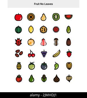 Una serie di icone colorate di frutta con uno sfondo bianco Illustrazione Vettoriale