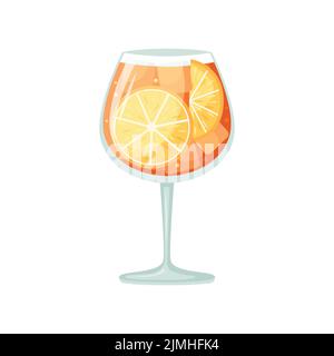 Illustrazione vettoriale di un cocktail alcolico club. Aperol spritz Illustrazione Vettoriale