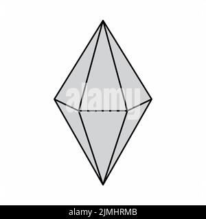 Bipiramide esagonale, forma geometrica isolata su sfondo bianco. Illustrazione Vettoriale