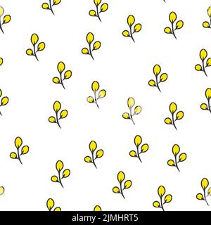 Semplice texture floreale. Silhouette floreali. Piante di prato piccole. Estate sfondo botanico. Illustrazione Vettoriale