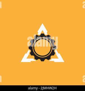 vettore modello logo ingranaggio triangolare Illustrazione Vettoriale