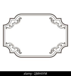 Una cornice rettangolare ornata con motivi floreali su sfondo bianco Illustrazione Vettoriale