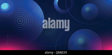 futuristico sfondo a particelle a linee d'onda con sfumatura di colore blu al neon Illustrazione Vettoriale