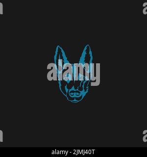 Un'illustrazione vettoriale di un marchio testa di cane Illustrazione Vettoriale