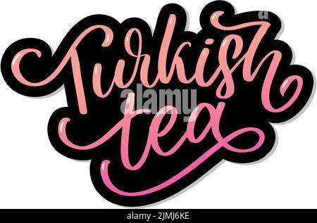 Tradizione turca di cerimonia del tè. Tempo del tè. Elementi decorativi per il tuo design. Illustrazione vettoriale con coppa orientale su sfondo bianco. Illustrazione Vettoriale