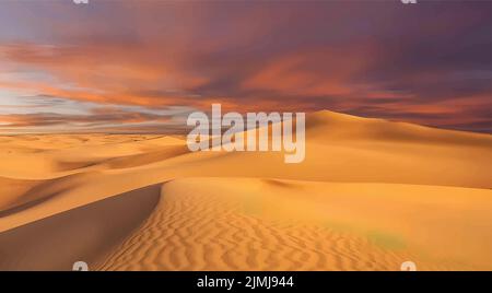 Un bel design di dune di sabbia nel deserto in una calda giornata estiva Illustrazione Vettoriale