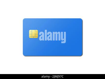Carta di credito blu su sfondo bianco Foto Stock