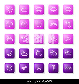 Fenomeni meteo. Icone alla moda per UI e app. Illustrazione Vettoriale