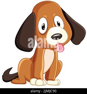 Cane carino marrone con le orecchie lunghe illustrazione Illustrazione Vettoriale