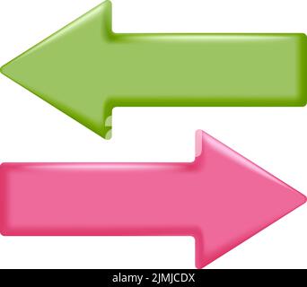 Frecce del mercato azionario di negoziazione impostate. Rosso e verde vendere per acquistare curva 3D freccia di tendenza. Illustrazione vettoriale Illustrazione Vettoriale