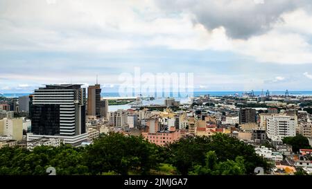 MAURITIUS- PORT LOUIS, 2020, Marzo, 10th, Vista della città vecchia Port Louis, Mauritius, Africa Foto Stock