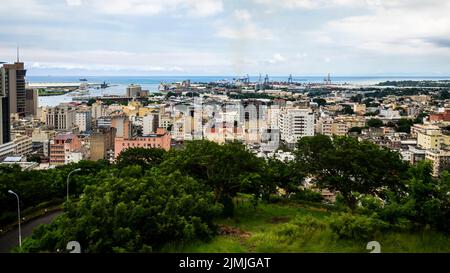 MAURITIUS- PORT LOUIS, 2020, Marzo, 10th, Vista della città vecchia Port Louis, Mauritius, Africa Foto Stock