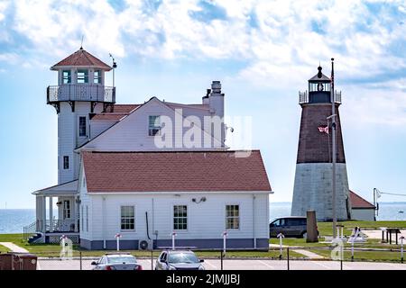 Beavertail Lighthouse Conacicut Island Jamestown, Rhode Island Foto Stock