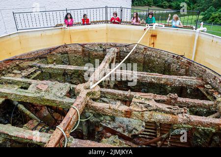 Newport News Virginia, il Mariners' Museum and Park, mostra di storia all'interno esposizione di manufatti relitto nave torretta recuperata USS Monitor Foto Stock