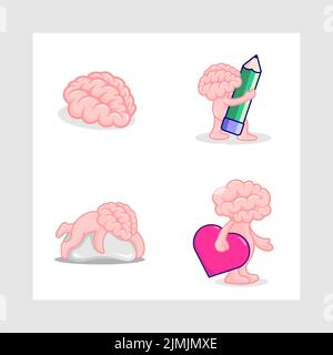 Un disegno vettoriale di un insieme di un cervello con mani e gambe Illustrazione Vettoriale