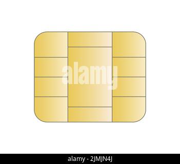 Scheda di debito SIM Golden chip elemento elettronico icona Illustrazione Illustrazione Vettoriale