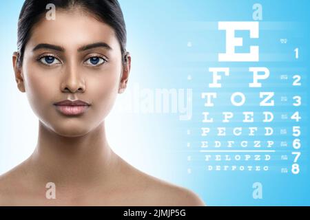 Grafico indiano della donna e dell'occhio per il test della vista Foto Stock