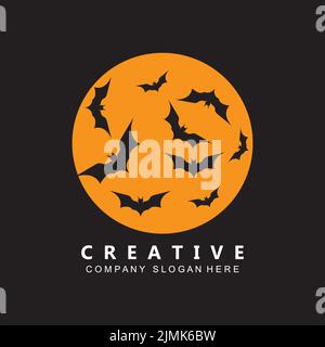 halloween pipistrello e hunted casa logo modello icona vettore Illustrazione Vettoriale