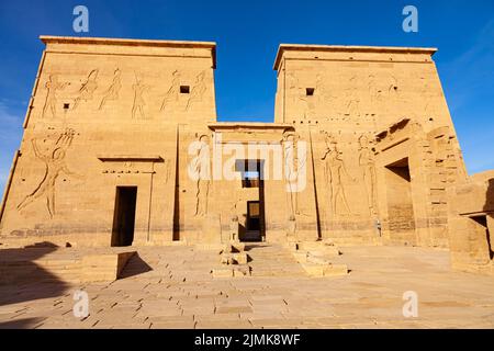 Tempio di Iside sull'isola di Agilkia, Assuan, Alto Egitto. Foto Stock