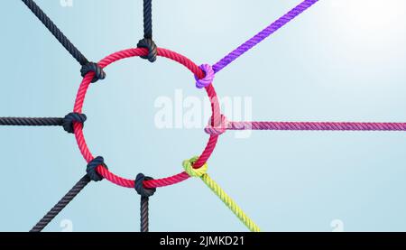 Colorate come diverse corde collegate insieme Foto Stock