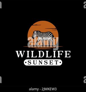 Il logo Beauty Zebra at Sunset si ispira al design Illustrazione Vettoriale