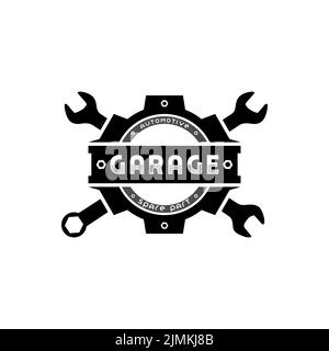 Gear and Wrench for Workshop Garage Logo Design Inspiration Illustrazione Vettoriale