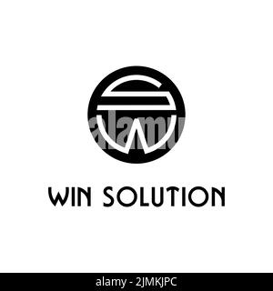 Iniziali monogramma S W SW WS con logo a forma rotonda Illustrazione Vettoriale
