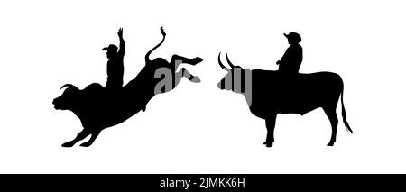 Bull Buffalo Rider Silhouette Vector Illustrazione Vettoriale