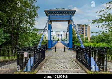 St Andrew's Suspension Bridge sul Clyde, Glasgow, Scozia Foto Stock