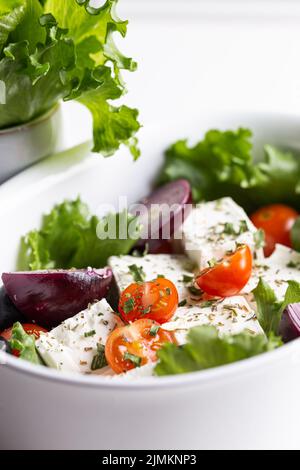 Insalata greca con il formaggio feta Foto Stock