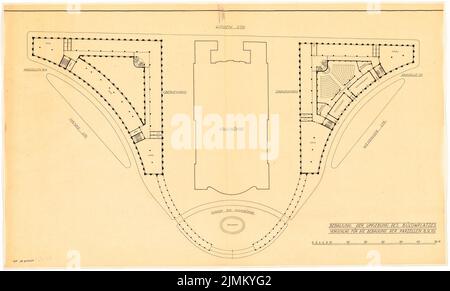 Poelzig Hans (1869-1936), riprogettazione della zona circostante di Bülowplatz (Scheunenviertel) a Berlino (1928): Grundrisse Rand sviluppo 1: 200. Inchiostro su trasparente, 76,6 x 127,3 cm (inclusi i bordi di scansione) Foto Stock