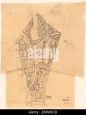 Jansen Hermann (1869-1945), piano di sviluppo Schöneberger Südände, Berlino (27 dicembre 1910): Piano di base e di cantiere, parte A e B. materiale/tecnologia N.N. registrato, 77,9 x 61,6 cm (compresi i bordi di scansione) Foto Stock