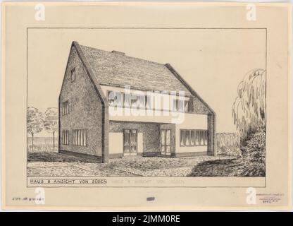 Poelzig Hans (1869-1936), insediamento di Gagfah nel Fischtalgrund, Berlino (1928): Casa 8, vista prospettica del sud. Inchiostro su trasparente, 39,7 x 55 cm (inclusi i bordi di scansione) Foto Stock