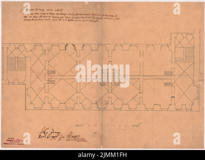 Linar Rochus Quirinus, Graf zu (nato nel 1525), palazzo comunale di Berlino (07.04.1593): Pianta con descrizione. Passion, inchiostro trasparente, 35,9 x 49,1 cm (inclusi i bordi di scansione) Foto Stock