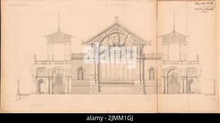 Schöckl Ignaz (1855-1928), teatro estivo. Concorso mensile Marzo 1878 (03,1878): Sezione trasversale 1:50. Acquerello Tusche sulla scatola, 41,4 x 80,2 cm (inclusi i bordi di scansione) Foto Stock