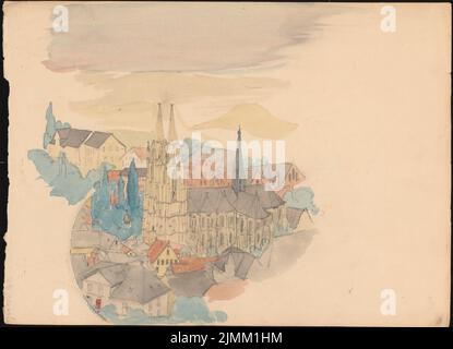 Wolkenstein San Micheli (1873-1910), Elisabethkirche, Marburg (09.08.1899): Vista prospettica. Matita su carta color acqua, 27,7 x 38,3 cm (inclusi i bordi di scansione) Foto Stock