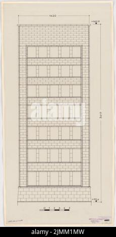Poelzig Hans (1869-1936), I.G.-Colors a Francoforte sul meno. Edificio amministrativo (1928-1931): Visualizzazione Rising pagina C 1:50. Inchiostro su trasparente, 91,5 x 46,7 cm (inclusi i bordi di scansione) Foto Stock