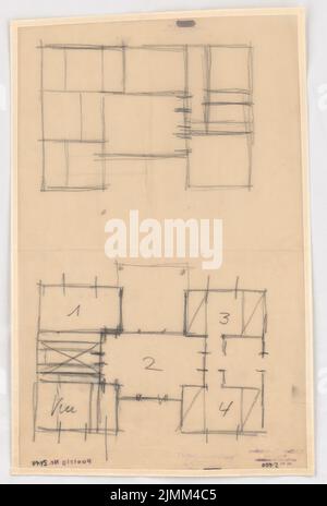 Poelzig Hans (1869-1936), la casa in crescita (1931-1932): Pianta. Matita su trasparente, 46,3 x 31,3 cm (inclusi i bordi di scansione) Foto Stock