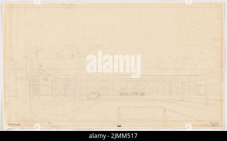 Poelzig Hans (1869-1936), caserma Air Circle comando II, Berlino-Dahlem (1935): Comandamento, vista prospettica. Matita su trasparente, 62 x 107,4 cm (inclusi i bordi di scansione) Foto Stock
