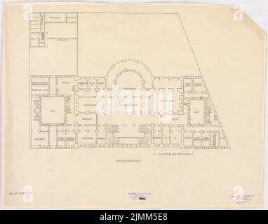 Poelzig Hans (1869-1936), Ambasciata imperiale tedesca a Washington (1910): Grundriss Socket Floor 1: 200. Matita su trasparente, 47,6 x 60,7 cm (inclusi i bordi di scansione) Foto Stock