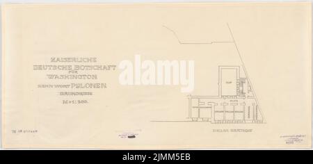 Poelzig Hans (1869-1936), Ambasciata imperiale tedesca a Washington (1910): Grundriss KG 1: 200. Matita su trasparente, 30,7 x 63,9 cm (inclusi i bordi di scansione) Foto Stock