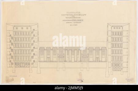 Poelzig Hans (1869-1936), Ambasciata imperiale tedesca a Washington (1910): Sezione longitudinale 1: 100. Matita su trasparente, 58,1 x 94,4 cm (inclusi i bordi di scansione) Foto Stock