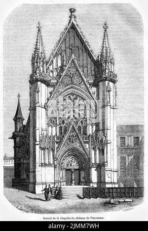 Incisione del portale della cappella del castello di vincennes Foto Stock