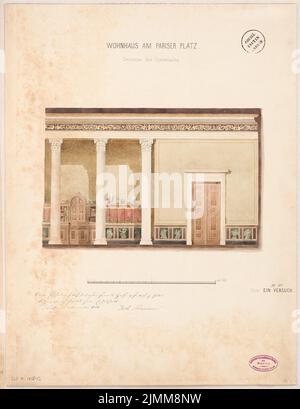 Böckmann Wilhelm (1832-1902), casa a palazzo di Berlino. Schinkel Competition 1858 (11,1860): Parete interna rissante della sala da pranzo; Scale bar. Acquerello Tusche sulla scatola, 56 x 43,2 cm (inclusi i bordi di scansione) Foto Stock