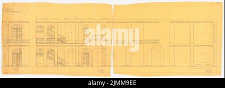 Messel Alfred (1853-1909), edificio amministrativo dell'AEG (General Elektrizitätsgesellschaft) a Berlino (1905-1907), pareti di corridoio, matita su trasparente, tu UB Plan collection inv. N. 12122 Foto Stock