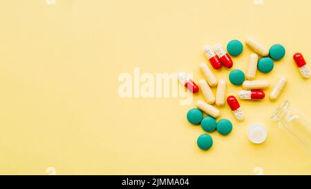 Vista dall'alto delle pillole di gruppo Foto Stock