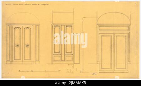 Messel Alfred (1853-1909), edificio commerciale della Handelsgesellschaft di Berlino. Espansione (27.11.1907), porte sala da ballo, matita su trasparente, tu UB Plan collection inv. N. 12440 Foto Stock