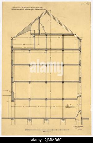 Messel Alfred (1853-1909), grandi magazzini Wertheim, Rosenthaler Straße/Sophienstraße, Berlino. Espansione (1904), ala studio: Taglio, 1:50, inchiostro su trasparente, tu UB Plan collection inv. N. 12549 Foto Stock